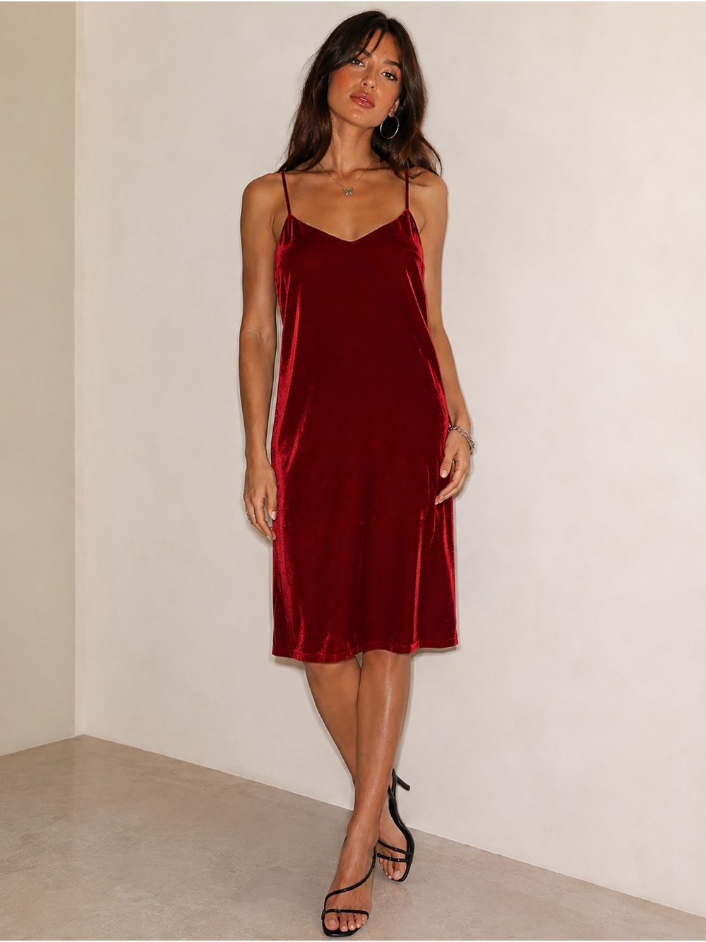 NWT Velvet by Graham & Spencer Red Velvet Slip Dress | Y2K Minimalist